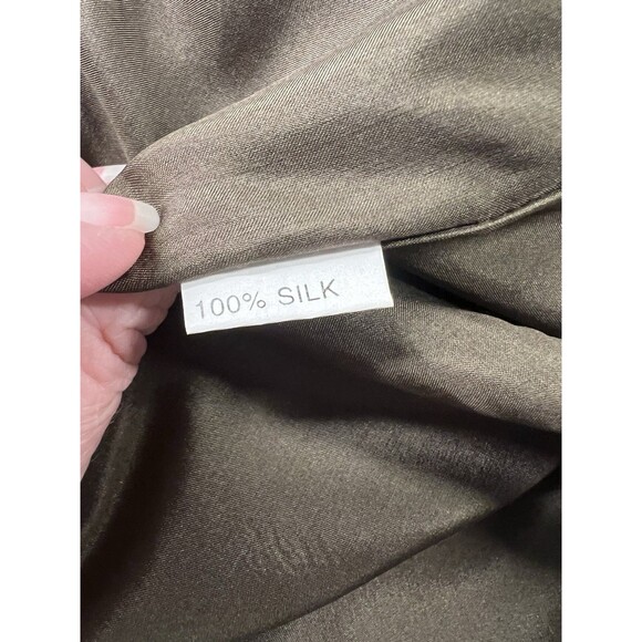 Sue Wong 100% Silk Olive Green Embroidered Flowers Kimono Duster Tunic Lined - Picture 9 of 13